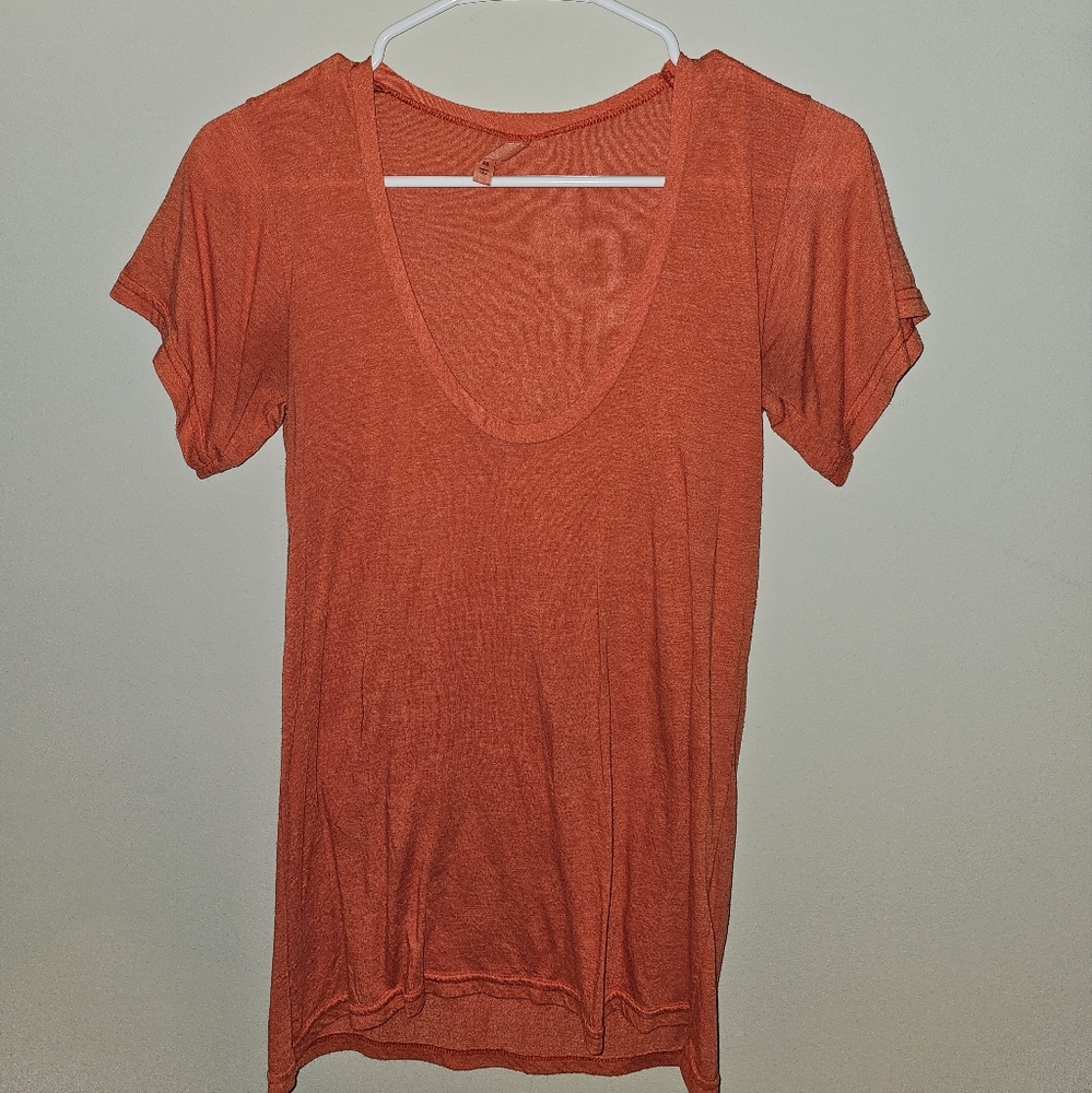 Women's Orange Scoop Neck Top